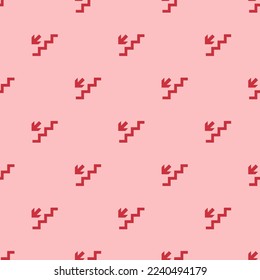 Seamless repeating tiling stairs down reflect horizontal flat icon pattern of bubble gum and persian red color. Background for slides.