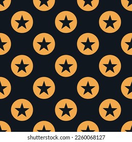 Seamless repeating tiling star alt flat icon pattern of dark jungle green and yellow orange color. Design for birthday party banner.