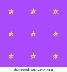 Seamless repeating tiling star delete flat icon pattern of lavender indigo and sandstorm color. Background for letter.