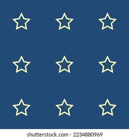 Seamless repeating tiling star empty flat icon pattern of dark slate gray and blond color. Background for quotes.