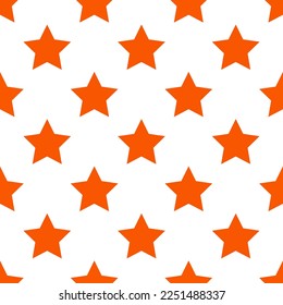 Seamless repeating tiling star full flat icon pattern of white and tangelo color. Background for wedding invitation.