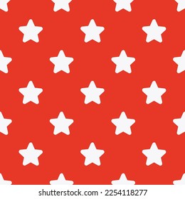 Seamless repeating tiling star full outline flat icon pattern of persian red and white smoke color. Background for slides.