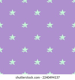 Estrella de baldosas repitiendo sin inconvenientes menos patrón de icono plano de color púrpura pastel claro y de menta mágica. Diseño para el anuncio.