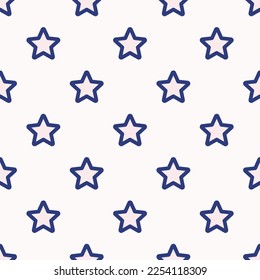 Seamless repeating tiling star outline flat icon pattern of linen and st. patrick's blue color. Background for login page.