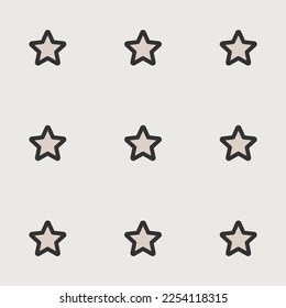 Seamless repeating tiling star outline flat icon pattern of bone and jet color. Design for certificate.