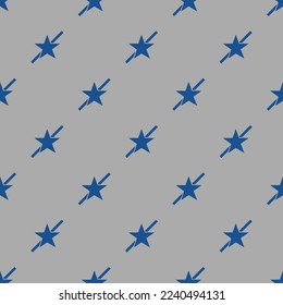 Seamless repeating tiling star remove flat icon pattern of dark gray and yale blue color. Background for advertisment.