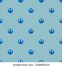 Seamless repeating tiling starwars rebel flat icon pattern of pale cerulean and sapphire blue color. Design for album cover.