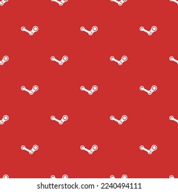 Seamless repeating tiling steam flat icon pattern of persian red and white smoke color. Background for online meeting.
