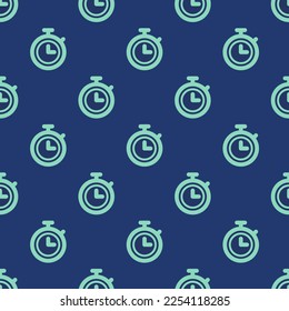 Seamless repeating tiling stopwatch flat icon pattern of st. patrick's blue and pearl aqua color. Background for letter.