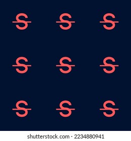 Seamless repeating tiling strikethrough flat icon pattern of oxford blue and red-orange color. Background for business card.