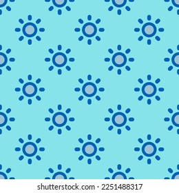 Impermeable repetición de baldosas de sol patrón de icono de color azul zafiro y ceruleano pálido. Un fondo para las soluciones motivacionales.