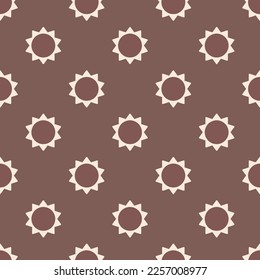 Seamless repeating tiling sun o flat icon pattern of pastel brown and moccasin color. Background for business card.