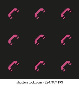 Seamless repeating tiling telephone  flat icon pattern of dark jungle green and fuchsia rose color. Background for desktop.