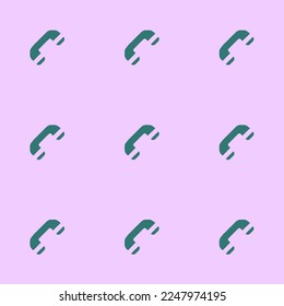 Teléfono de baldosas repitiendo sin inconvenientes patrón de icono plano de lavanda pálida y color verde celadón. Diseño para postal.