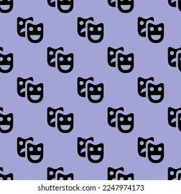 Seamless repeating tiling theatre  flat icon pattern of wild blue yonder and black color. Design for album cover.