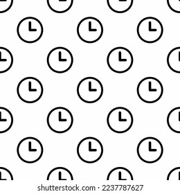 Seamless repeating tiling time o flat icon pattern of white and black color. Background for wedding invitation.