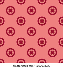 Seamless repeating tiling times circle o flat icon pattern of light coral and vivid burgundy color. Design for birthday party banner.