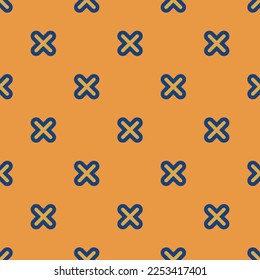 Seamless repeating tiling times outline flat icon pattern of indian yellow and st. patrick's blue color. Ornament for invitation card.