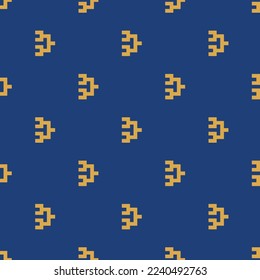 Seamless repeating tiling tournament bracket right flat icon pattern of st. patrick's blue and indian yellow color. Design for pizza box.