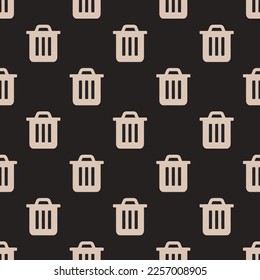 Seamless repeating tiling trash flat icon pattern of dark jungle green and desert sand color. Design for birthday party banner.