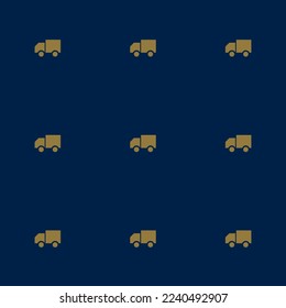 Nahtlos wiederholende Kipp-Truck flach Symbol Muster von Oxford blau und dunkelbraune Farbe. Design für Geburtstagsfeier-Banner.