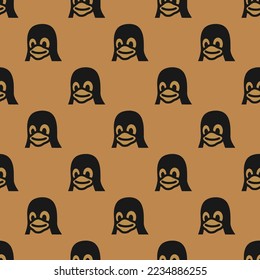 Seamless repeating tiling tux flat icon pattern of peru and licorice color. Design for brochure cover.