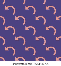 Seamless repeating tiling undo flat icon pattern of dark lavender and ruddy pink color. Background for poster.