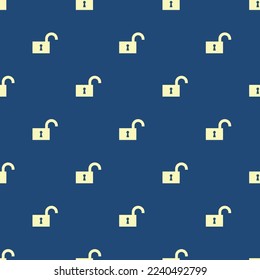 Seamless repeating tiling unlock keyhole flat icon pattern of dark slate gray and blond color. Background for home screen.