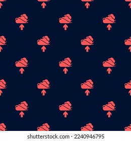 Seamless repeating tiling upload flat icon pattern of oxford blue and red-orange color. Background for advertisment.