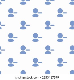Seamless repeating tiling user delete flat icon pattern of white smoke and dark pastel blue color. Background for menu.