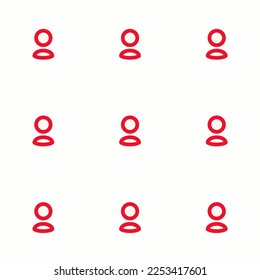 Seamless repeating tiling user outline flat icon pattern of floral white and red (pigment) color. Background for login page.