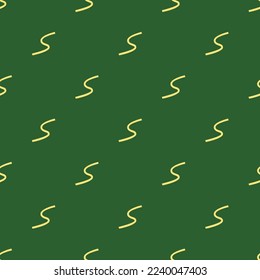 Seamless repeating tiling vector line curve flat icon pattern of hunter green and mellow yellow color. Background for website.