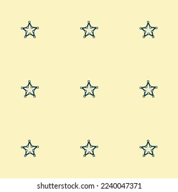 Seamless repeating tiling vector star flat icon pattern of eggshell and rich black color. Two color background.