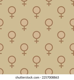 Seamless repeating tiling venus flat icon pattern of tan and chamoisee color. Background for online meeting.