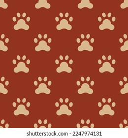 Seamless repeating tiling veterinary  flat icon pattern of burnt umber and burlywood color. Background for letter.