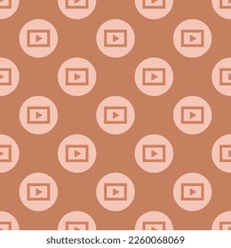 Seamless repeating tiling video alt flat icon pattern of pale copper and tea rose (rose) color. Background for advertisment.