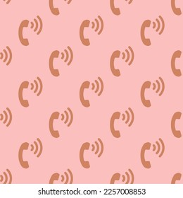 Seamless repeating tiling volume control phone flat icon pattern of tea rose (rose) and pale copper color. Design for certificate.