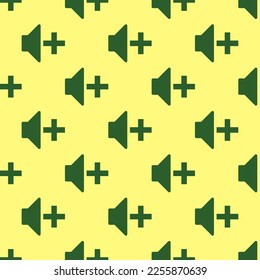 Seamless repeating tiling volume increase flat icon pattern of mellow yellow and hunter green color. Design for announcement.