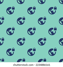 Seamless repeating tiling vpn lock flat icon pattern of pearl aqua and st. patrick's blue color. Background for website.