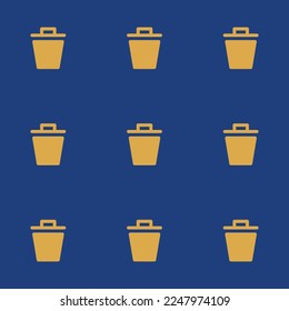 Seamless repeating tiling waste basket  flat icon pattern of st. patrick's blue and indian yellow color. Background for flyer.