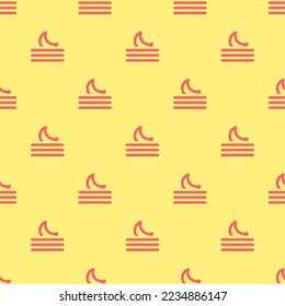 Inalámbrico repitiendo sin inconveniente, patrón de icono plano de color amarillo y rojo pastel. Fondo para las diapositivas.