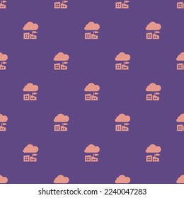 Seamless repeating tiling weather station flat icon pattern of dark lavender and ruddy pink color. Background for letter.