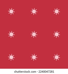 Seamless repeating tiling weather sun flat icon pattern of persian red and bubble gum color. Background for kitchen.