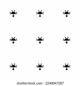 Seamless repeating tiling weather sun set flat icon pattern of white and black color. Background for flyer.