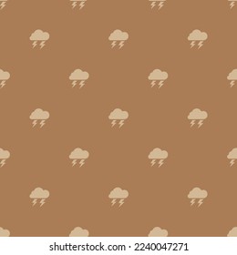 Seamless repeating tiling weather thunder flat icon pattern of chamoisee and tan color. Background for quotes.