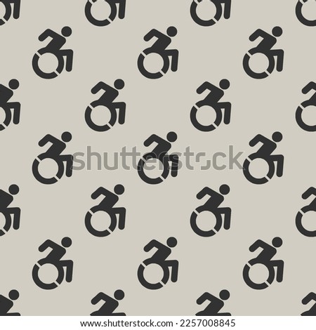 Seamless repeating tiling wheelchair alt flat icon pattern of bone and jet color. Design for pizza box.