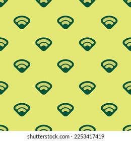 Seamless repeating tiling wi fi outline flat icon pattern of hansa yellow and sacramento state green color. Background for quotes.