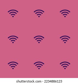Seamless repeating tiling wifi full flat icon pattern of pale violet-red and persian indigo color. Background for login page.