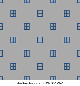 Seamless repeating tiling window casement closed flat icon pattern of dark gray and yale blue color. Background for slogan.