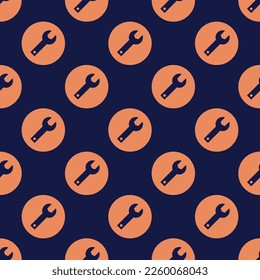 Seamless repeating tiling wrench alt flat icon pattern of oxford blue and pale copper color. Design for wrapping paper.